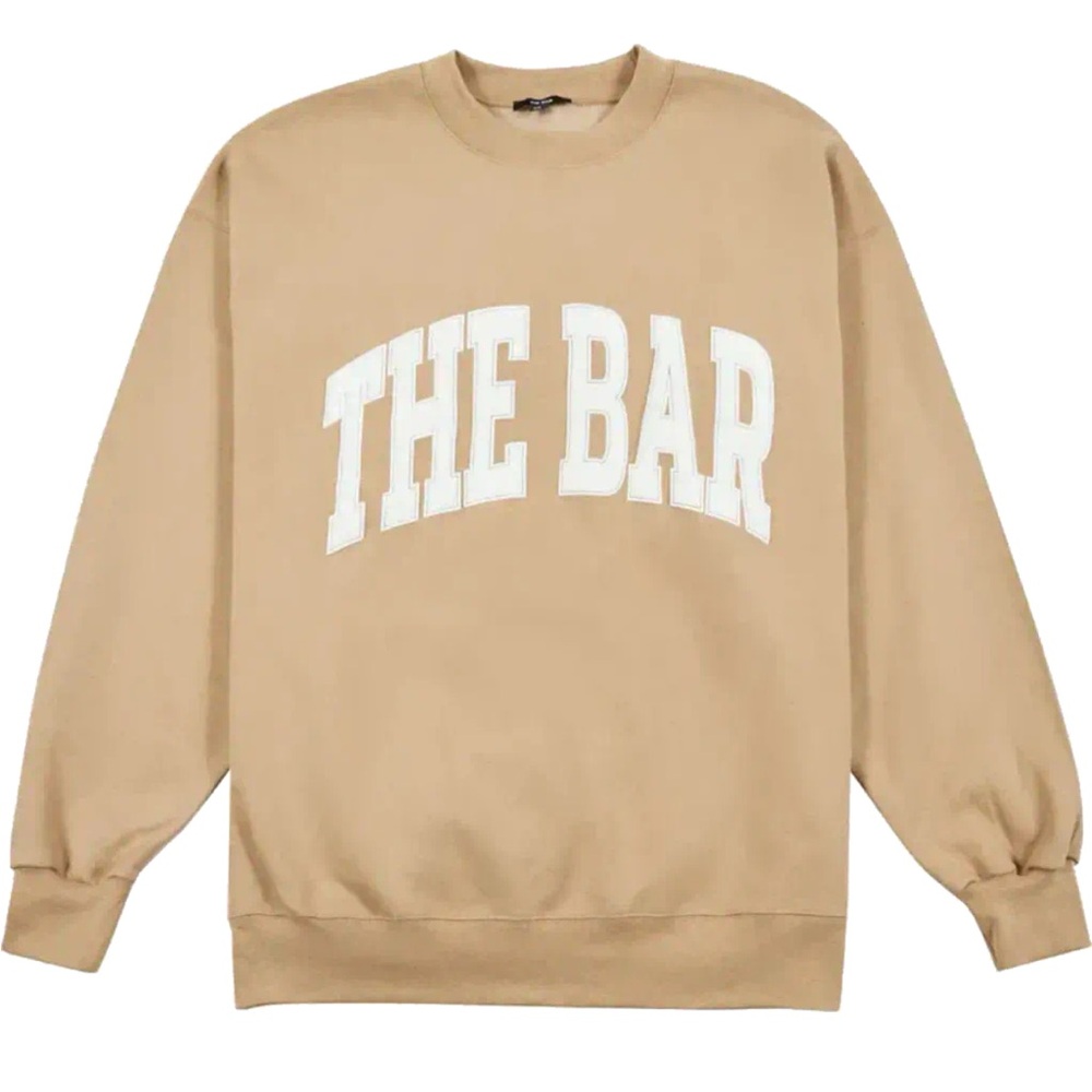 The Bar Varsity Crewneck Sweatshirt in Beige